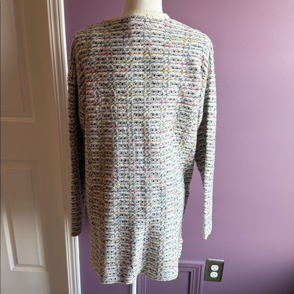 Christopher & Bands stripe cardigan open sweater size medium pink White black - Picture 4 of 6